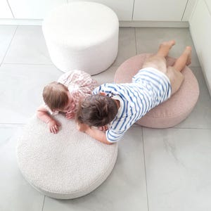 Round Boucle Pouf – Teddy Ottoman, Handmade Round Floor Cushion, Soft Footstool, Modern Minimalist Seat image 4