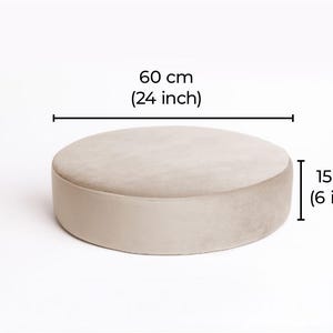 Round Boucle Pouf – Teddy Ottoman, Handmade Round Floor Cushion, Soft Footstool, Modern Minimalist Seat 60/15 cm (24/6 in)