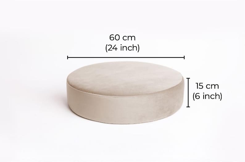 Round Boucle Pouf – Teddy Ottoman, Handmade Round Floor Cushion, Soft Footstool, Modern Minimalist Seat 60/15 cm (24/6 in)