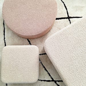 Round Boucle Pouf – Teddy Ottoman, Handmade Round Floor Cushion, Soft Footstool, Modern Minimalist Seat image 5