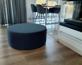 TRENDY BOUCLE POUF,  Stylish Ottoman, Seating Floor Pillow.