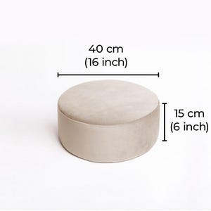 Round Boucle Pouf – Teddy Ottoman, Handmade Round Floor Cushion, Soft Footstool, Modern Minimalist Seat 40/15 cm (16/6 in)