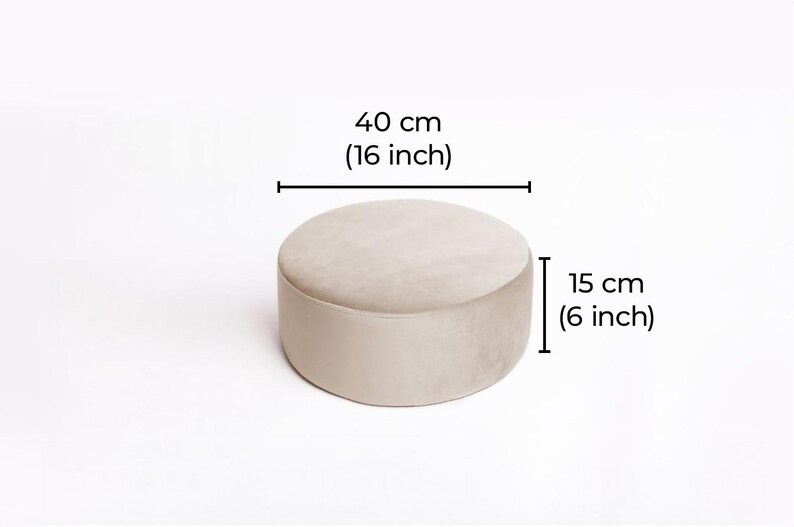 Round Boucle Pouf – Teddy Ottoman, Handmade Round Floor Cushion, Soft Footstool, Modern Minimalist Seat 40/15 cm (16/6 in)