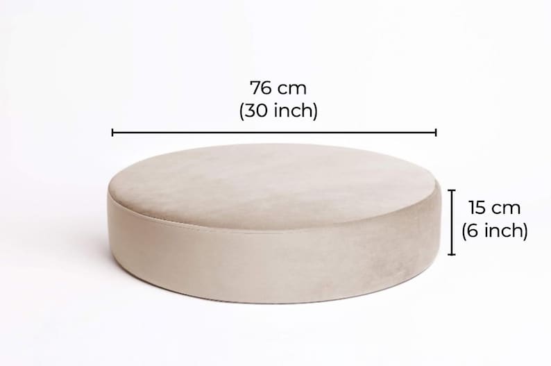 Round Boucle Pouf – Teddy Ottoman, Handmade Round Floor Cushion, Soft Footstool, Modern Minimalist Seat 76/15 cm (30/6 in)
