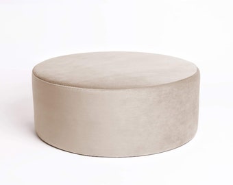 Luxurious huge pouffe, XXL velvet CREAM pastel pouf, circle round ottoman, velour pillow floor pillow.