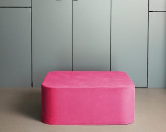 PINK SQUARE POUF, Luxurious Velvet Ottoman.