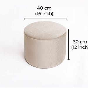 Round Boucle Pouf – Teddy Ottoman, Handmade Round Floor Cushion, Soft Footstool, Modern Minimalist Seat 40/30 cm (16/12 in)