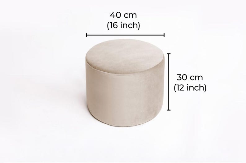 Round Boucle Pouf – Teddy Ottoman, Handmade Round Floor Cushion, Soft Footstool, Modern Minimalist Seat 40/30 cm (16/12 in)