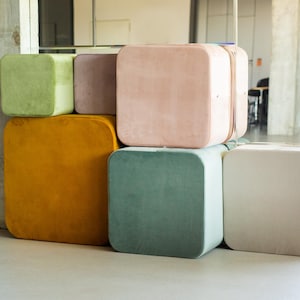 GORGEUS PASTEL Square POUF, Modern Ottoman.