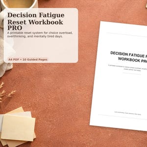 Decision Fatigue Reset Workbook PRO, agenda stampabile per ADHD, foglio di lavoro per alleviare il pensiero eccessivo, PDF per la chiarezza mentale