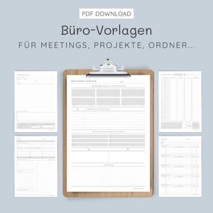 Grote kantoorsjabloonbundel | To-dolijst, vergaderingsnotities, projectplanning, overdracht, urenregistratie en meer | Printbare PDF in 5 kleuren