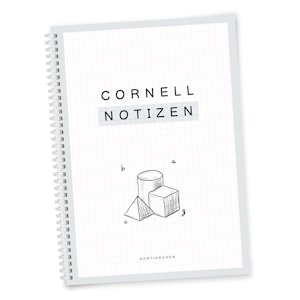 Cornell-Notizblock A4 spiralgebunden | 25/50 Blatt | Strukturierte Notizen für Schule, Uni & Büro