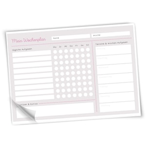 Wochenplan für Kinder & Jugendliche | personalisierter Notizblock A4 | 25 Blatt Wochenübersicht