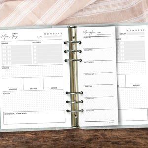 Menüplaner & Einkaufsliste für A5 Ringbuchplaner - 10 Wochen Planung, gelocht