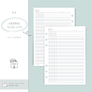 A5 Kanban Planner Inserts | PDF Download | 5 Colors | Sort tasks, stay focused, ideal for professional & personal projects