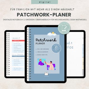 Libro de traspaso familiar de patchwork como cuaderno digital para Goodnotes & Co. - Organice el modelo alterno o el modelo de nido después de la separación