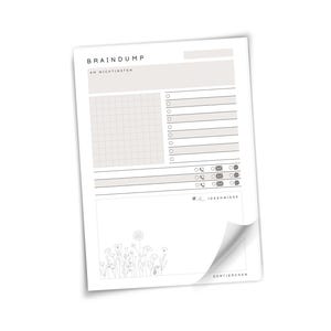 Braindump Notizblock A5 | 25 oder 50 Blatt mit Feldern für Gedanken, To-dos & Ideenwiese