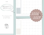 Monatsplaner 2026 & 2027 PDF | A4 Monatsübersicht zum Ausdrucken | Digitaler Kalender | 3 Farben | Monatskalender Download