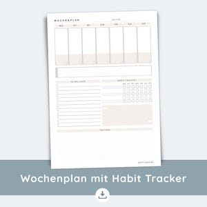Wochenplaner mit Habit Tracker | A4 PDF Printable | horizontal & vertikal