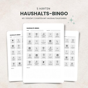 Haushalts-Bingo Set (5 Karten) – Putz-Challenge für die Familie | Motivation für Kinder & Erwachsene | ADHS-freundlich