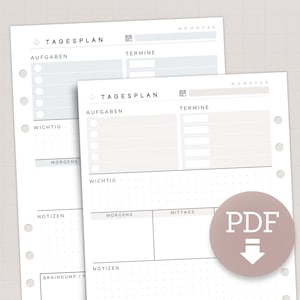 A5 daily planner for busy moms - PDF in 5 colors - lovingly designed calendar inserts for more clarity & structure in everyday life