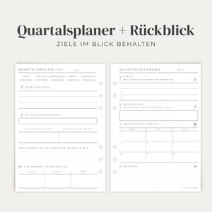 Quartalsplaner A5 Einlagen | Ziele & Quartalsrückblick | Planer Einlagen A5 6fach gelocht | Journal Einlagen | Jahresplanung 2 Jahre