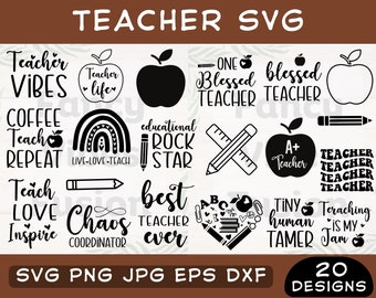 Paquete SVG para profesores: Frases escolares, diseños para la vida docente (descarga digital)