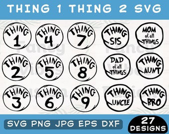 SVG-bundel Thing 1 Thing 2: familieshirtontwerpen (digitale download)