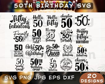 50th Birthday Queen SVG Bundle, Cut Files (Digital Download)