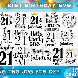 Svg 21e anniversaire, chemise d&#39;anniversaire, c&#39;est mon anniversaire Svg, Svg anniversaire Squad, chapitre 21 Svg, drôle 21 Svg, anniversaire fille, 21 ans et légal Svg