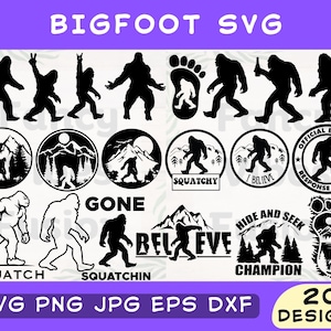 Bigfoot Svg, Bigfoot Clipart, Sasquatch Svg, Bigfoot Files for Cricut, Bigfoot Cut Files For Silhouette, Mountains Camping Forest Dxf/Eps