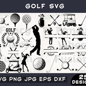 Golf Svg, Golf Svg Bundle, Golf Monogram Svg, Golf Ball Svg, Split Monogram Svg, Moldura de nome de golfe, Arquivos cortados para Cricut, Svg/Png/Jpg/Eps/Dxf