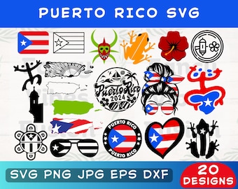 プエルトリコ SVG バンドル、旗、コキ カエル、ボリクア (デジタル ダウンロード)