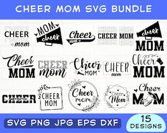 Cheer Mom SVG Bundle, Cheerleading Graphics (Digital Download)