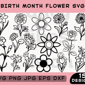 Birth Month Flower Svg, Birth Flower Svg, Birth Flower Png, Wildflower Svg, Flower Bouquet Svg, Birthday Svg, Floral Svg, Rose Svg, Png