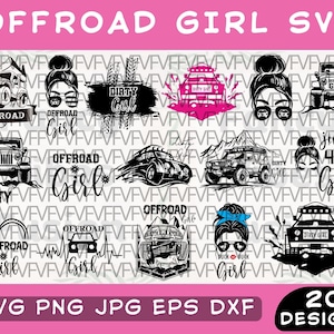 Off Road Girl Svg, Off Road Svg Bundle, Off Road Png, Offroad Cut File, Off Road Clipart, 4x4 Off-Road, American Flag Offroad Girl Cut File