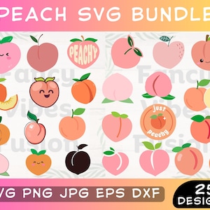 Peach Svg, Peach Svg Bundle, Peach Clipart, Peach Fruit Png, Peach Print Shirt, Peach Cut Files, Peach Stickers, Peach Png, Cricut Cut File