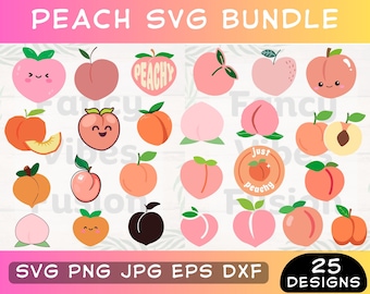 Peach SVG Bundle: Fruit Clipart, Cut Files, Stickers (Digital Download)