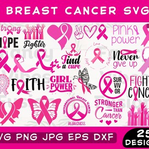 Breast Cancer Awareness SVG Bundle: Pink Ribbon Designs (Digital Download