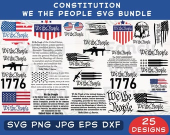 We The People SVG Bundle: Constitution, USA Flag (Digital Downloads)