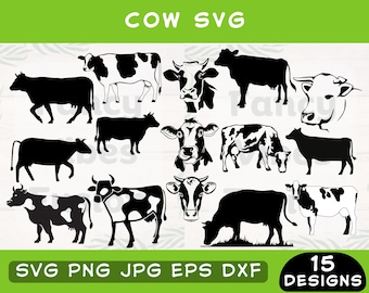 Highland Cow SVG Bundle, Cow PNG, Cricut Cut Files (Digital Download)