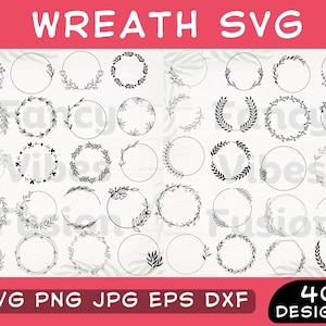 Wreath Svg, Wreath Svg Bundle, Floral Wreath Svg, Laurel Wreath Svg, Wedding Wreath Svg, Christmas Wreath svg, Flower Wreath Svg, Circle Svg