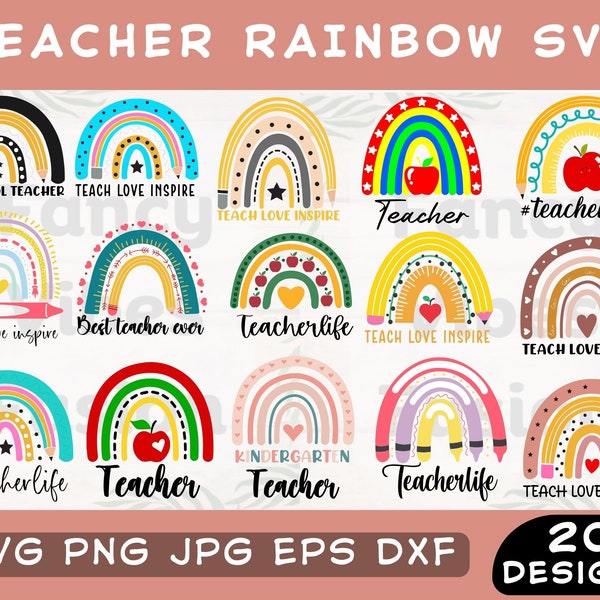 Rainbow Teacher Svg - Etsy