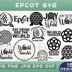 Ensemble Epcot World Traveler SVG : modèles de vacances en famille (téléchargement numérique)