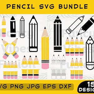 Pencil Svg, Pencil Svg Bundle, Layered Pencil Png, Pencil Clipart, Back To School Svg, School Pencil Svg, School Svg, Teacher Pencil Svg