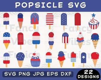 Patriotic Popsicle SVG Bundle: USA Flag, Summer Ice Cream (Digital Download)