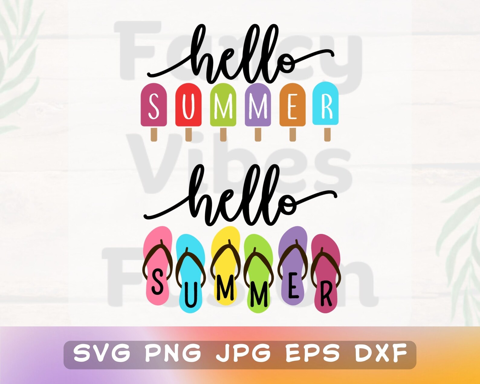 Hello Summer SVG: Popsicle & Flip Flop Clipart (digital Download) - Etsy