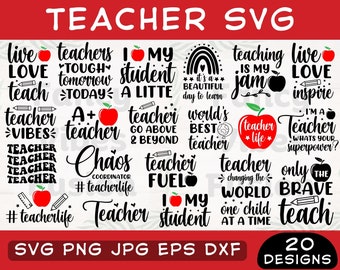 Teacher Quote SVG Bundle, Back To School Graphics (Digital Files)