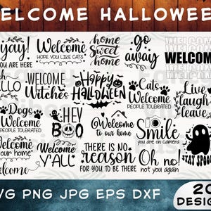 Halloween Welcome Doormat SVG Bundle: Cats, Dogs, Boo (Digital Files)