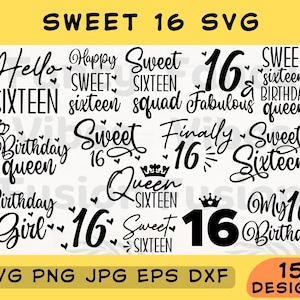 Sweet 16 Geburtstags-Svg, Sweet Sixteen-Svg, Sweet 16 Geburtstags-Svg, Sweet 16-Einladung, Geburtstagskind-Svg, Sweet 16-Geschenk-Svg, Geburtstagskönigin-Svg, Süßer-Svg